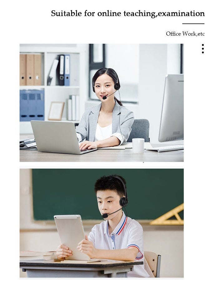 سماعات رأس مزودة بميكروفون وخاصية إلغاء الضوضاء، مثالية للمكاتب والاجتماعات والمحادثات ومراكز الاتصال. سماعات رأس مريحة تغطي الأذن بالكامل مع ميكروفون دوار. - Image 4